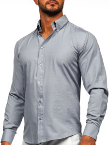 Camisa elegante de manga larga para hombre gris Bolf 5821-1