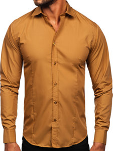 Camisa elegante de manga larga para hombre marrón claro Bolf 1703