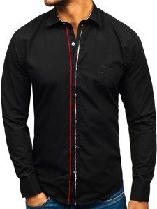 Camisa elegante de manga larga para hombre negra Bolf 1769-A