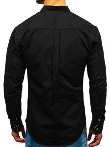 Camisa elegante de manga larga para hombre negra Bolf 1769-A