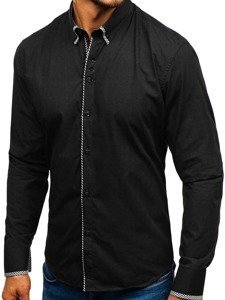 Camisa elegante de manga larga para hombre negra Bolf 2701-1