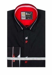 Camisa elegante de manga larga para hombre negra Bolf 5826