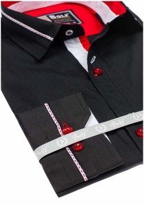 Camisa elegante de manga larga para hombre negra Bolf 5826