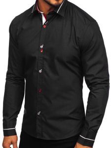 Camisa elegante de manga larga para hombre negra Bolf 5826