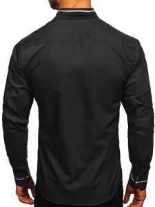 Camisa elegante de manga larga para hombre negra Bolf 5826