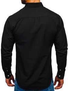 Camisa elegante de manga larga para hombre negra Bolf 6920