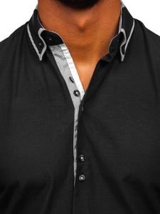 Camisa elegante de manga larga para hombre negra Bolf 6929-A