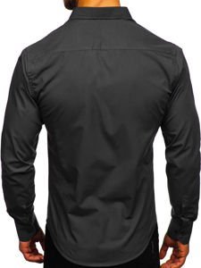 Camisa elegante de manga larga para hombre negro Bolf 1703