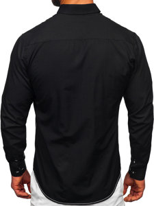 Camisa elegante de manga larga para hombre negro Bolf 22732