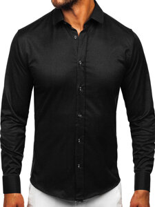 Camisa elegante de manga larga para hombre negro Bolf 24702