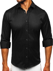 Camisa elegante de manga larga para hombre negro Bolf 24702