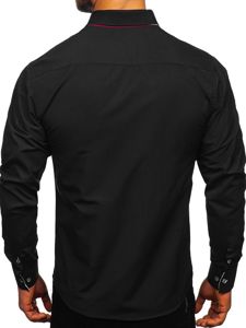 Camisa elegante de manga larga para hombre negro Bolf 2767-1