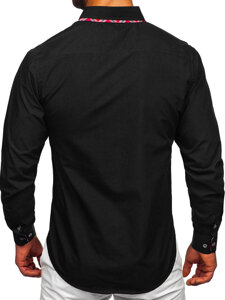 Camisa elegante de manga larga para hombre negro Bolf 4704