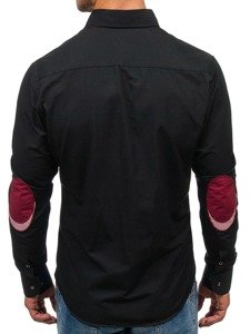 Camisa elegante de manga larga para hombre negro Bolf 4706