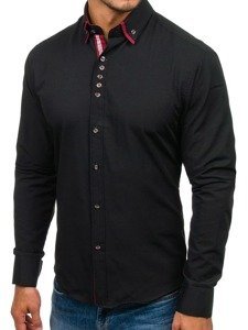 Camisa elegante de manga larga para hombre negro Bolf 4706