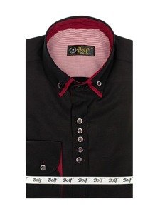 Camisa elegante de manga larga para hombre negro Bolf 4706