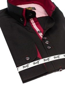 Camisa elegante de manga larga para hombre negro Bolf 4706