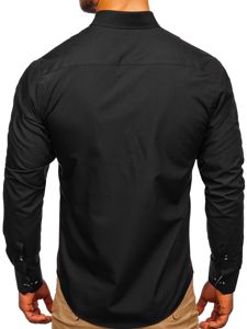 Camisa elegante de manga larga para hombre negro Bolf 5722