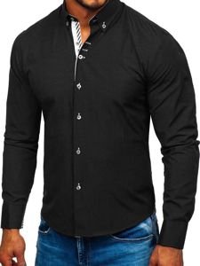 Camisa elegante de manga larga para hombre negro Bolf 5796-1