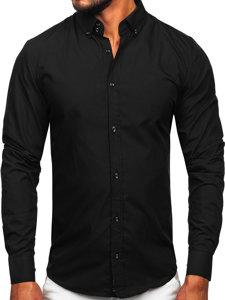 Camisa elegante de manga larga para hombre negro Bolf 5821-1