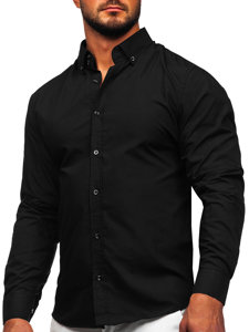 Camisa elegante de manga larga para hombre negro Bolf 5821-1