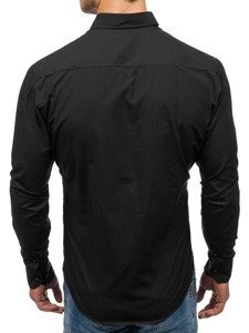 Camisa elegante de manga larga para hombre negro Bolf 5827