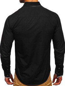 Camisa elegante de manga larga para hombre negro Bolf 6873