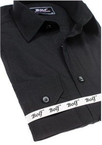 Camisa elegante de manga larga para hombre negro Bolf 6944