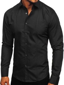 Camisa elegante de manga larga para hombre negro Bolf 6944