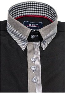 Camisa elegante de manga larga para hombre negro Bolf 6950