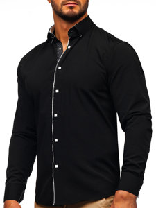 Camisa elegante de manga larga para hombre negro Bolf 7724-1