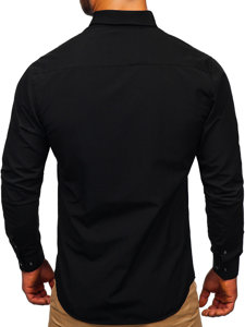 Camisa elegante de manga larga para hombre negro Bolf 7724-1