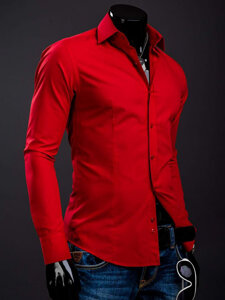 Camisa elegante de manga larga para hombre roja Bolf 1703A