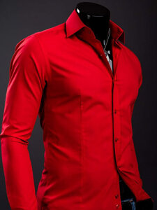 Camisa elegante de manga larga para hombre roja Bolf 1703A