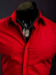 Camisa elegante de manga larga para hombre roja Bolf 1703A