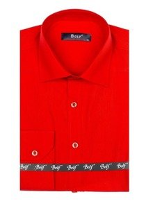 Camisa elegante de manga larga para hombre rojo Bolf 1703