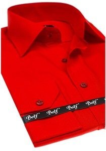 Camisa elegante de manga larga para hombre rojo Bolf 1703