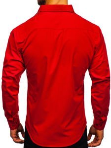 Camisa elegante de manga larga para hombre rojo Bolf 1703