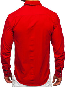 Camisa elegante de manga larga para hombre rojo Bolf 4704