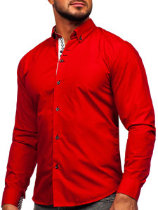 Camisa elegante de manga larga para hombre rojo Bolf 5796-1