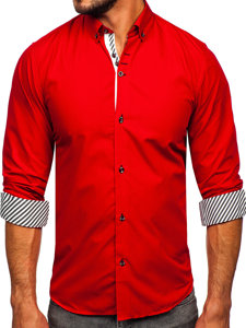 Camisa elegante de manga larga para hombre rojo Bolf 5796-1