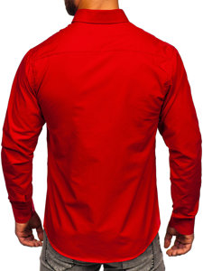 Camisa elegante de manga larga para hombre rojo Bolf 5821-1