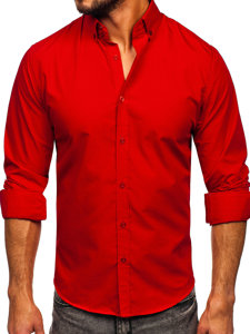 Camisa elegante de manga larga para hombre rojo Bolf 5821-1