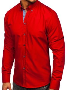 Camisa elegante de manga larga para hombre rojo Bolf 8838-1