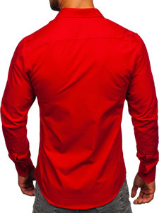 Camisa elegante de manga larga para hombre rojo oscuro Bolf 1703