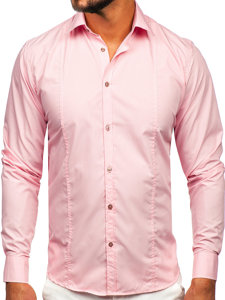 Camisa elegante de manga larga para hombre rosa Bolf 6944