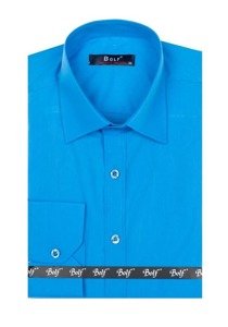 Camisa elegante de manga larga para hombre turquesa Bolf 1703