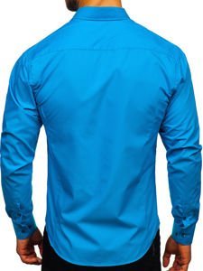 Camisa elegante de manga larga para hombre turquesa Bolf 1703