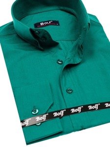 Camisa elegante de manga larga para hombre verde Bolf 5821-1