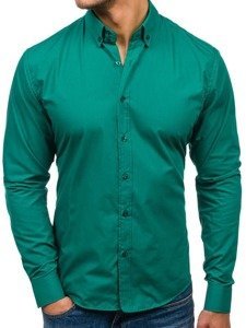 Camisa elegante de manga larga para hombre verde Bolf 5821-1